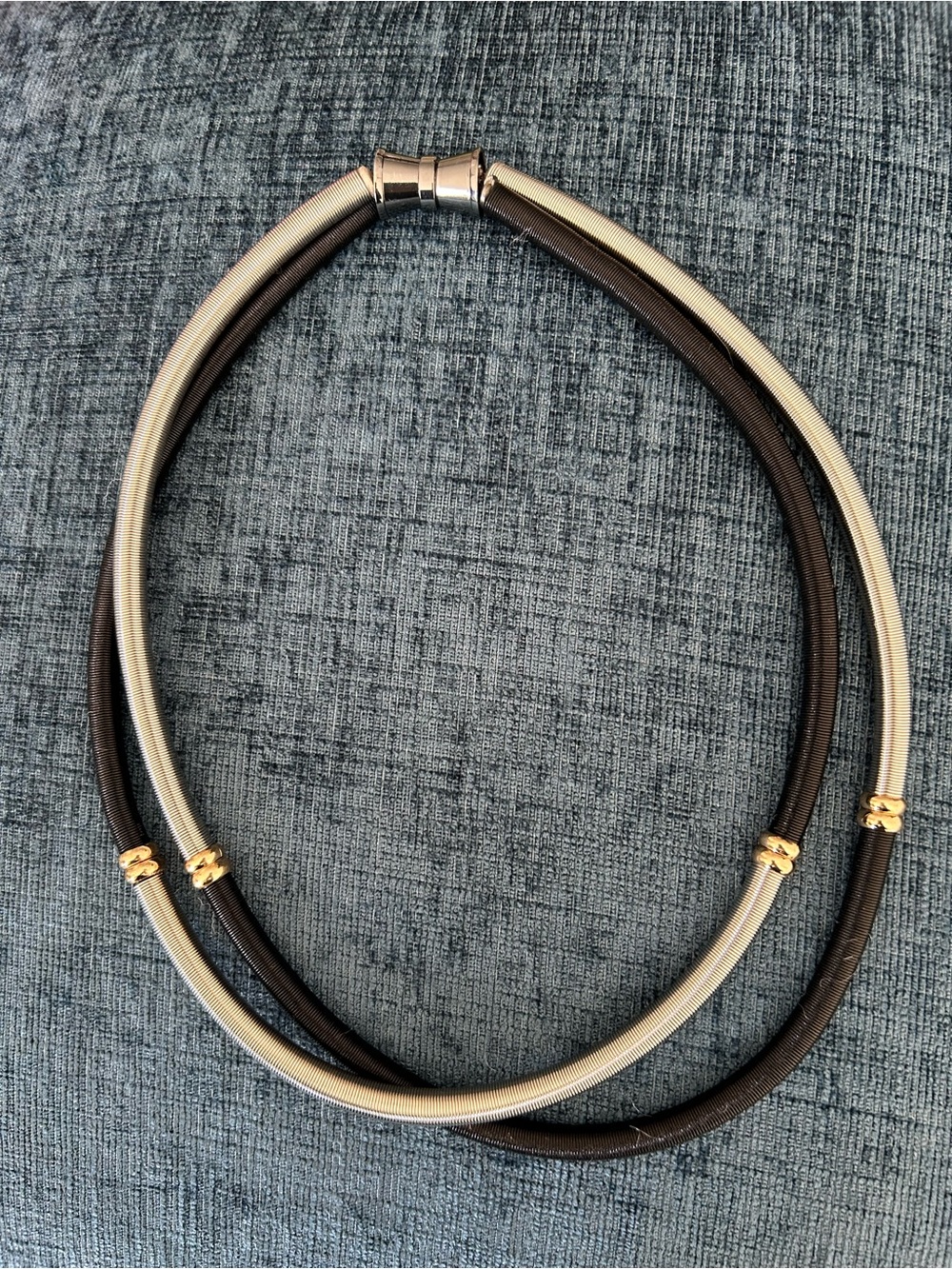 Black and Gold Double-Strand Tubular Necklace. Worn once.